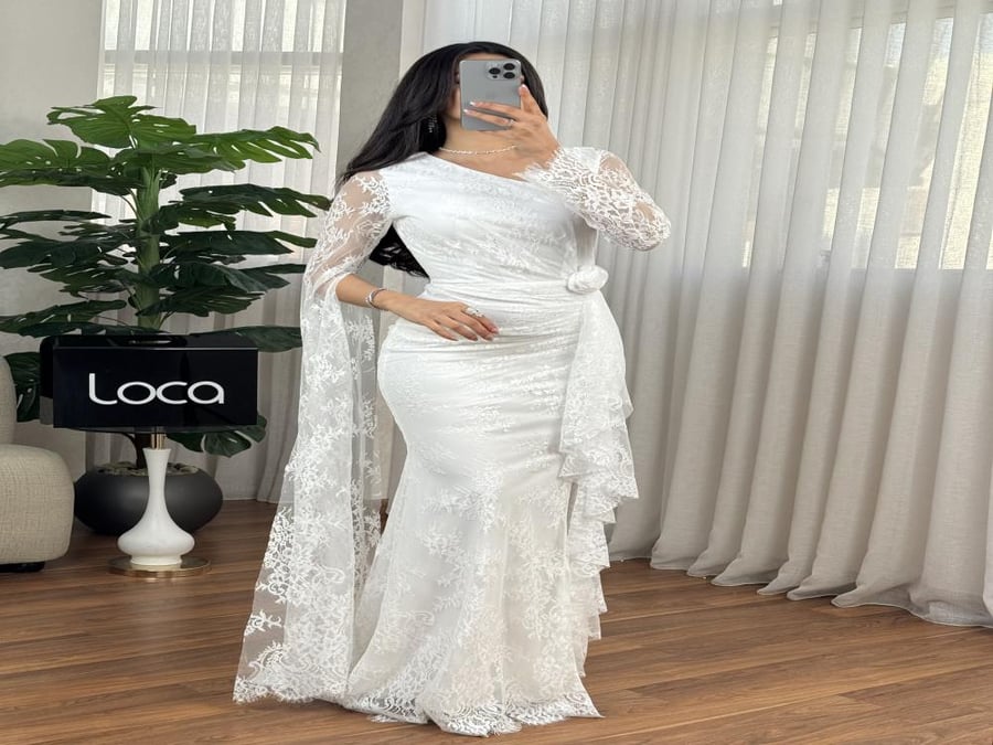 White lace evening dress