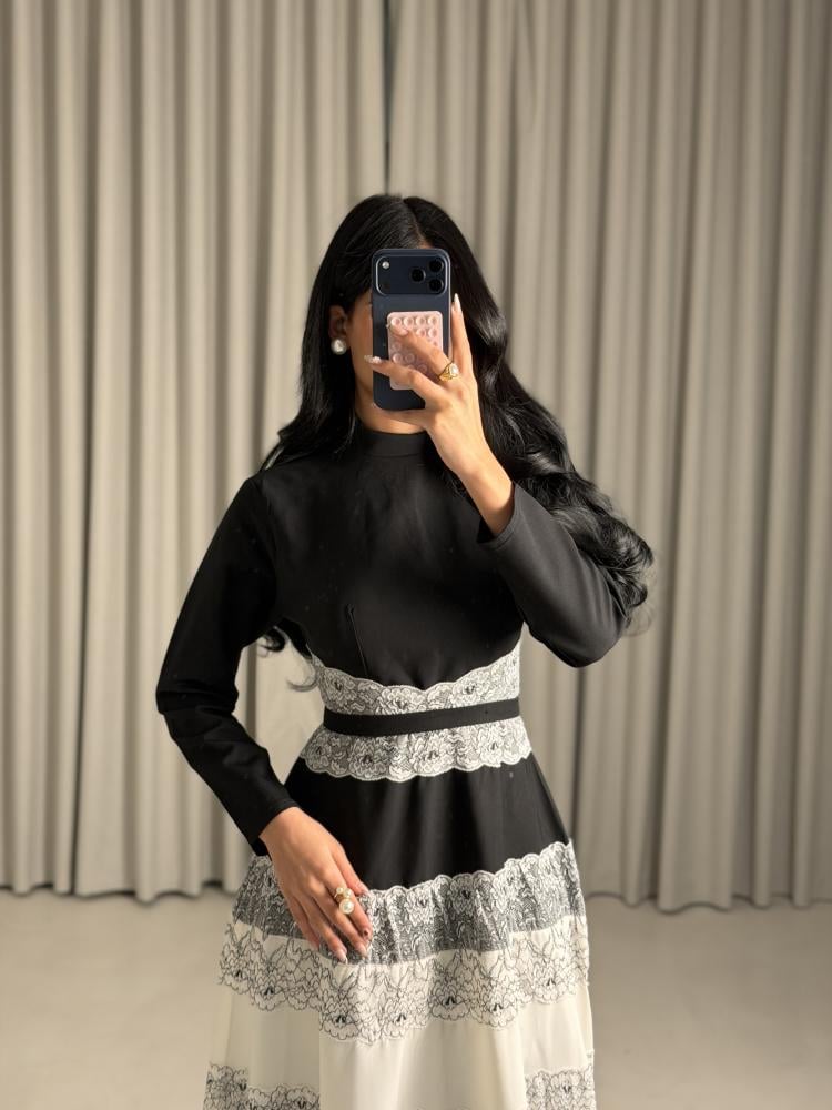 Soft black and white dress