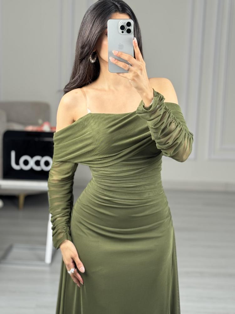 Elegant olive evening dress