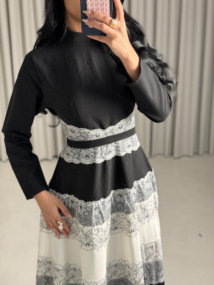 Soft black and white dress