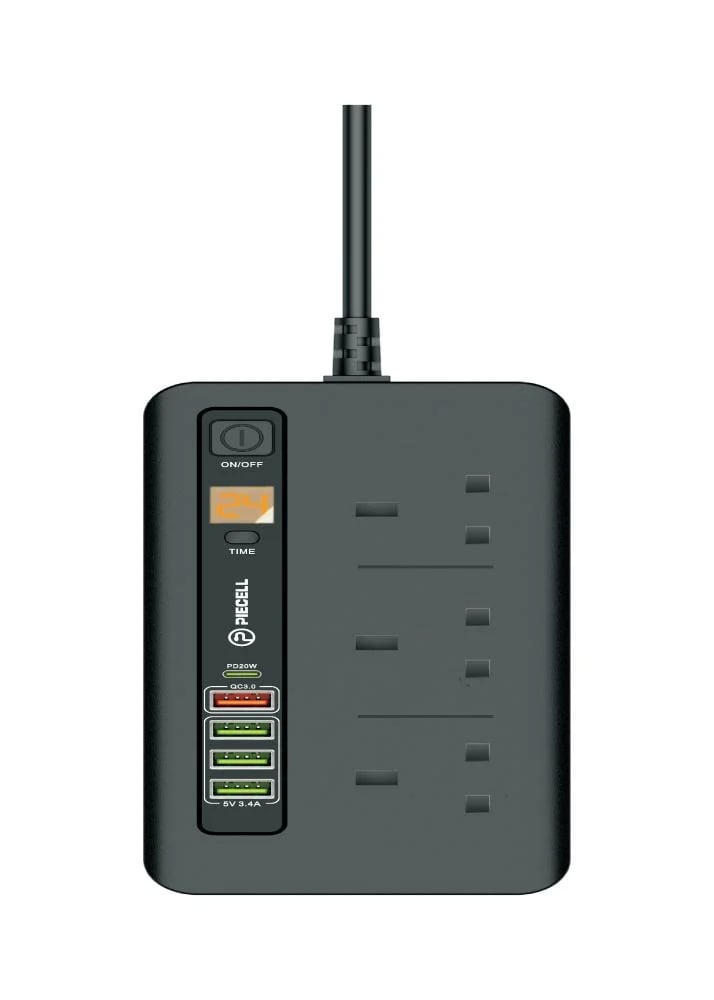 توصيلة كهرباء 3 منافذ بقوة 3 الاف واط بسلك 3 متر PIECELL - U11