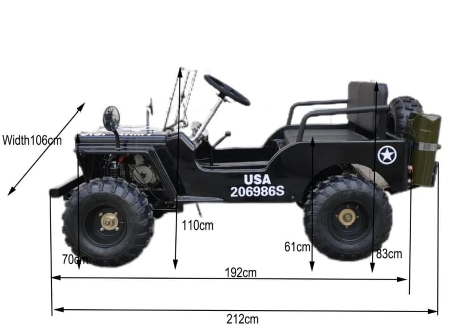 سيارة ميني جيب 4 عجلات 150CC - لون اسود -7 Mini Jeep : G7-0