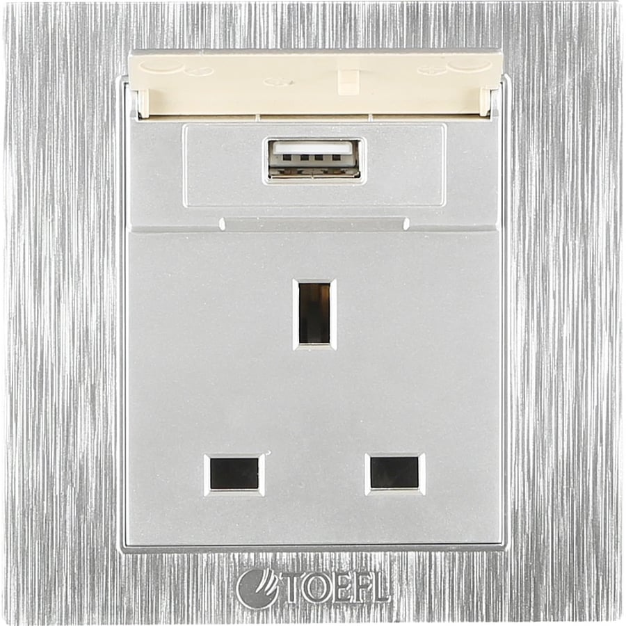 فيش ثلاثي مع منفذ يو اس بي USB لون فضي توفل