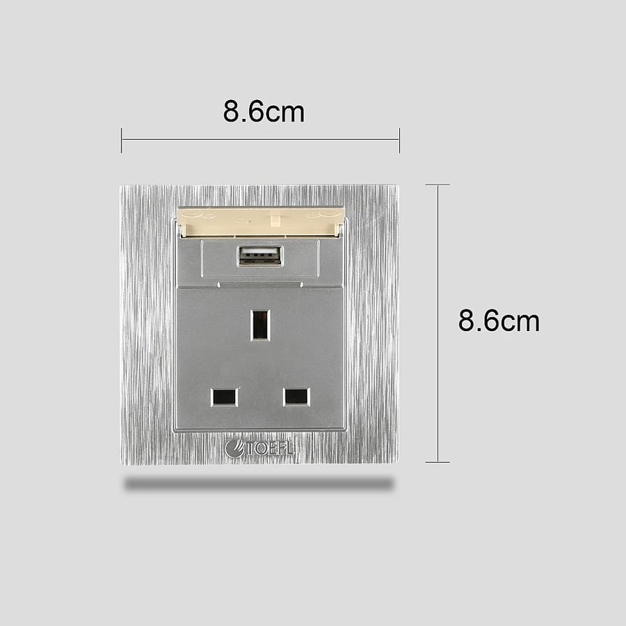 فيش ثلاثي مع منفذ يو اس بي USB لون فضي توفل