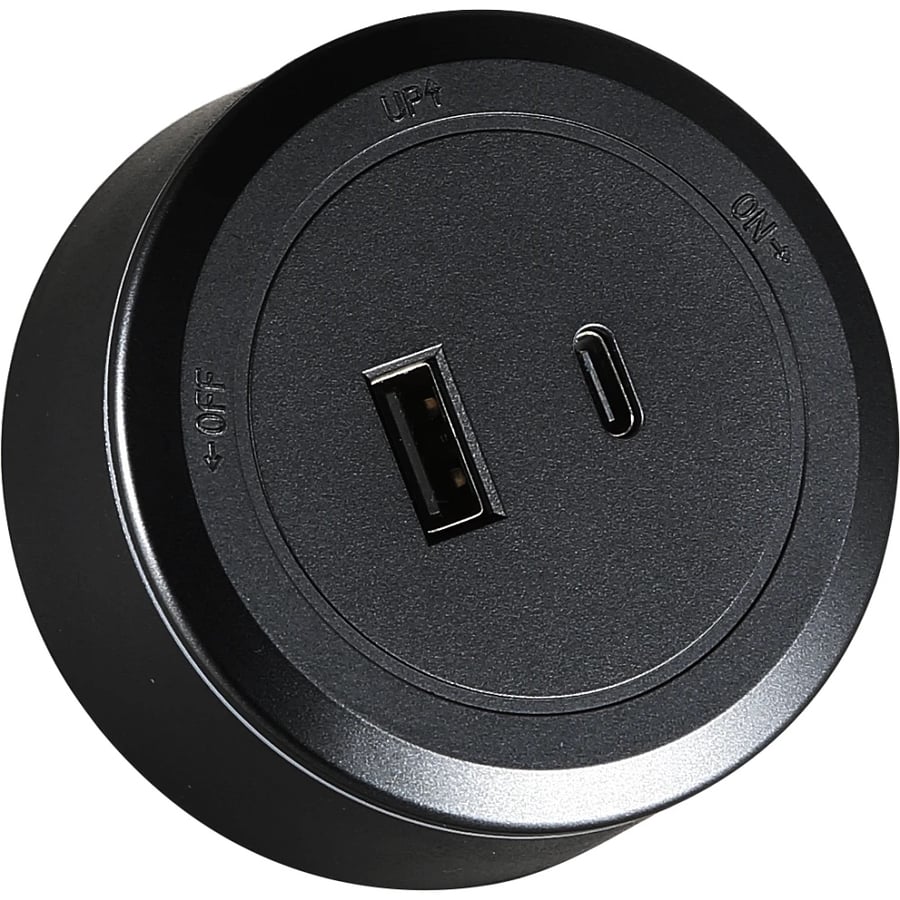 راس فيش مجرى دائري اسود USB مع TYPE-C توفل