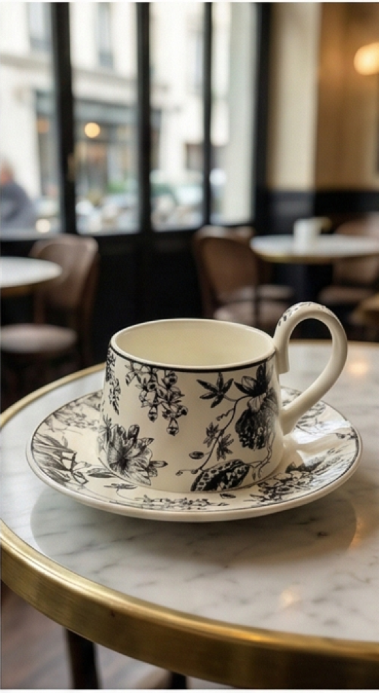 كوب وصحن أسود