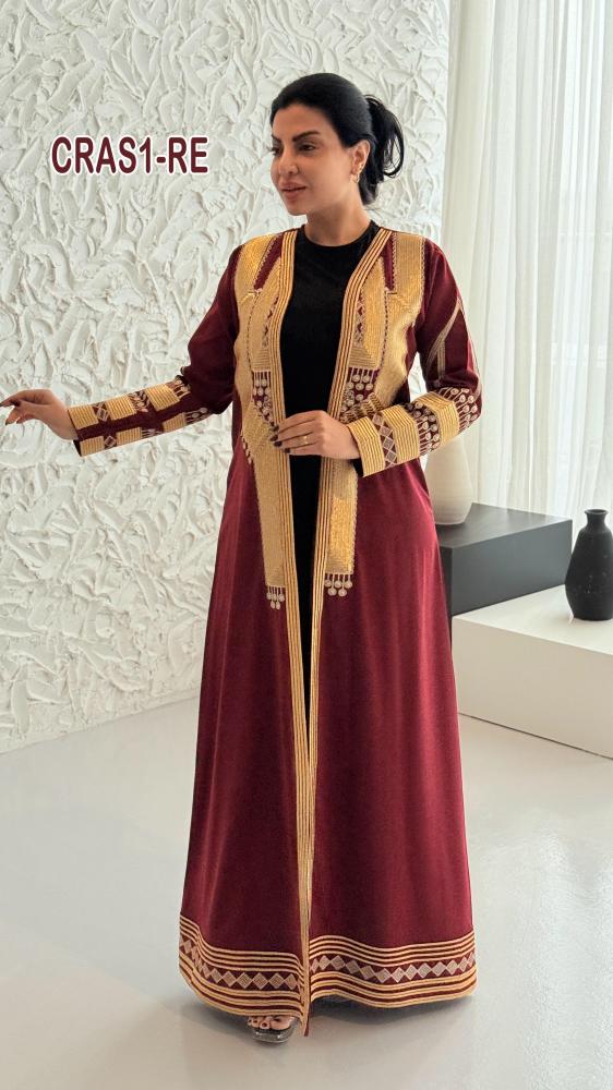 بشت عسيري كريب تطريز ذهبي