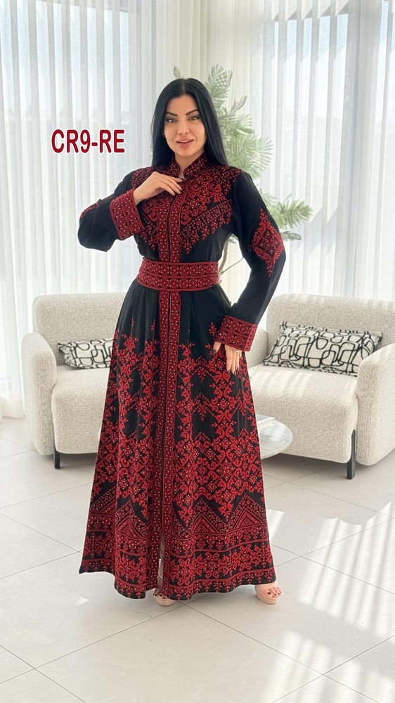 فستان كريب ملكي سحاب الماس تطريز فلسطيني