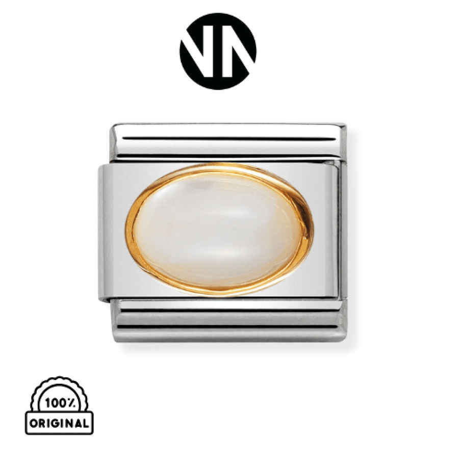 شكل تركيب كلاسيك حجر زيركون بيضاوي ابيض mother of pearl