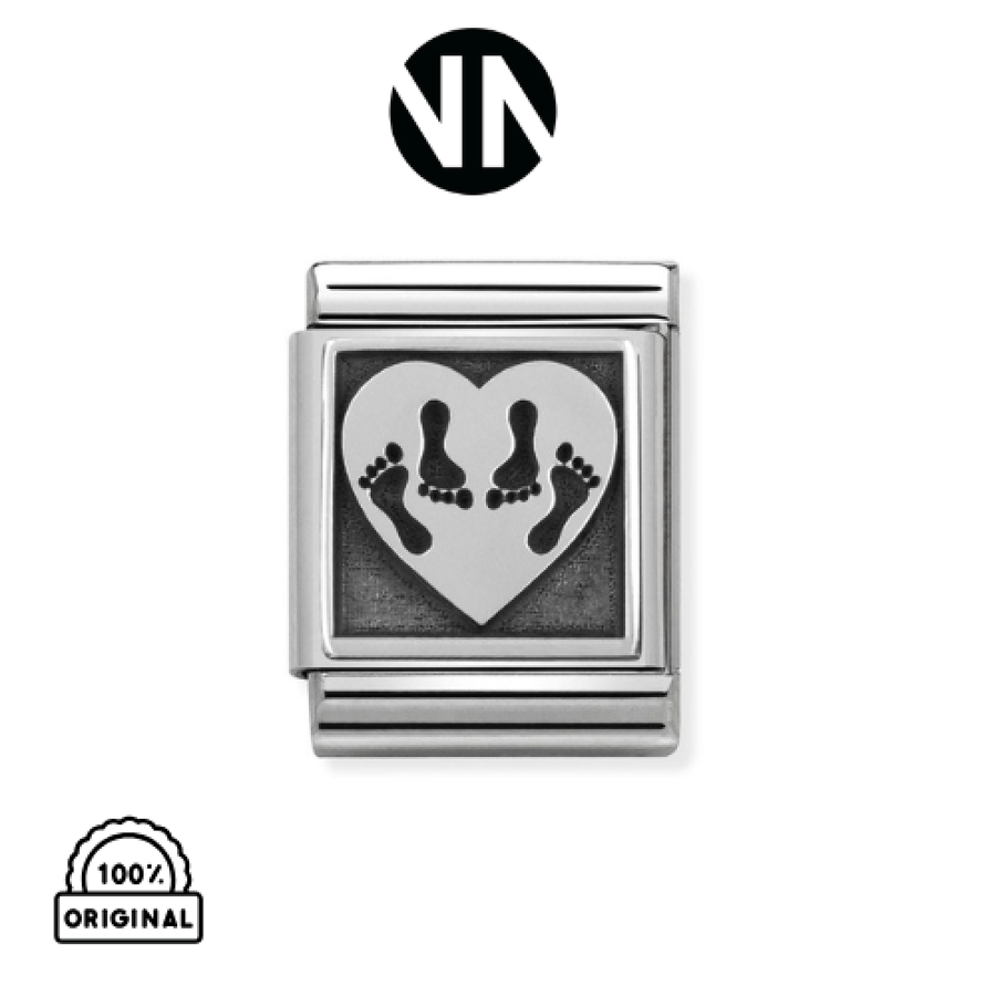 شكل قلب مع خطوات  فضي عريض