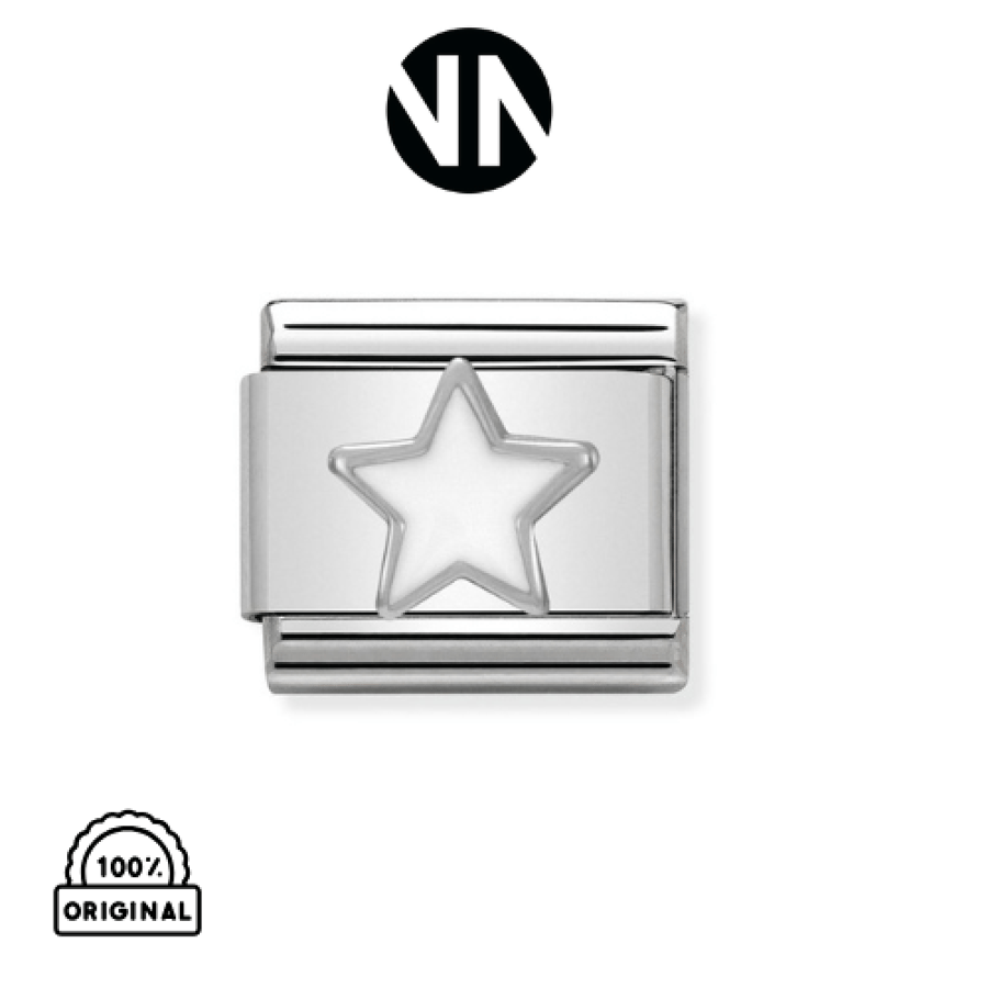 Classic interchangeable symbols of stainless steel, enamel, and 925 sterling silver, white star
