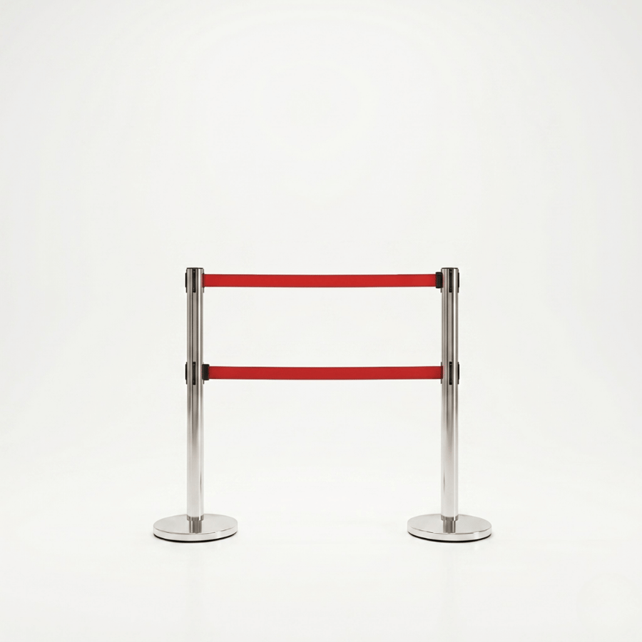 Column barrier with two strips - silver