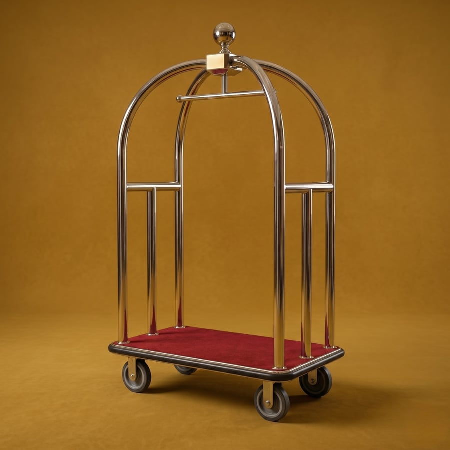 Luxury hotel luggage trolley silver - large