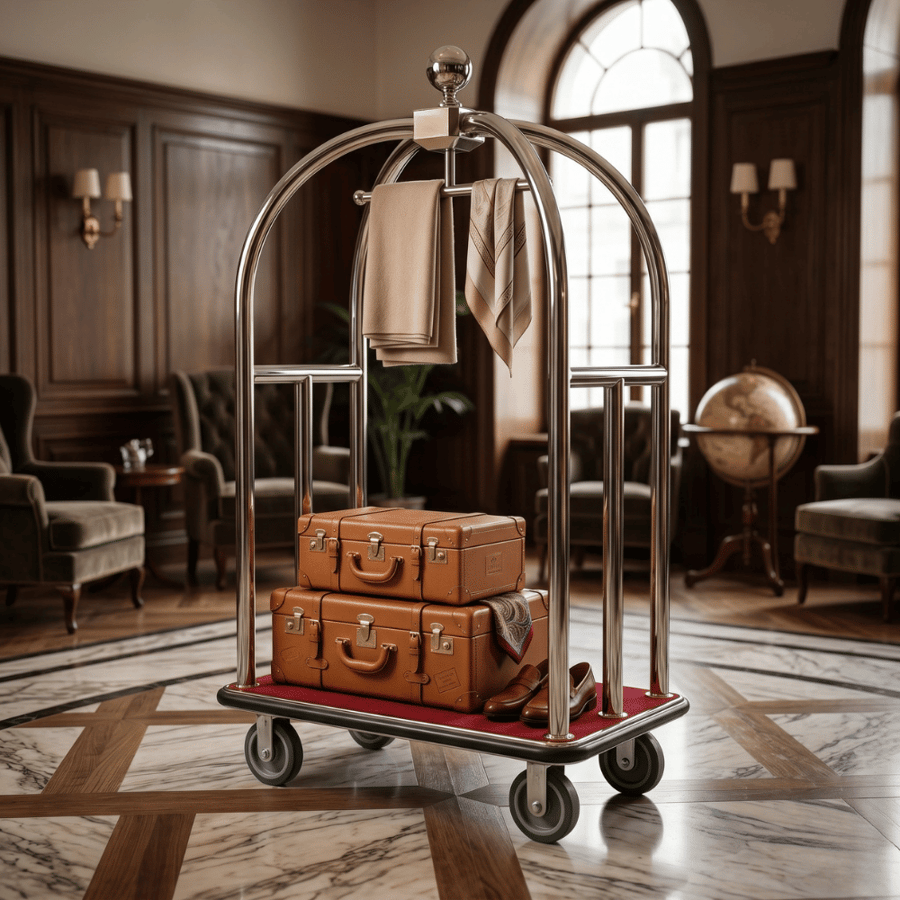 Luxury hotel luggage trolley silver - large