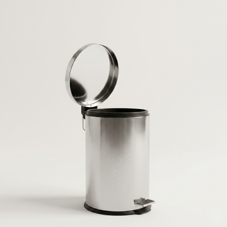 Stainless steel trash bin 8 liters silver