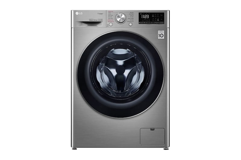 غسالة LG اتوماتيك 9ك استيل فتحةامامية تنشيف 6 ك WSV0906XM