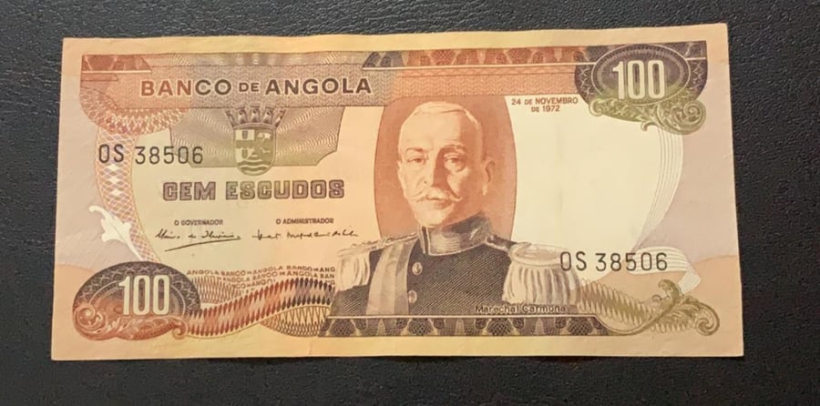 100 اسكيدو انجولا احتلال البرتغال 1972