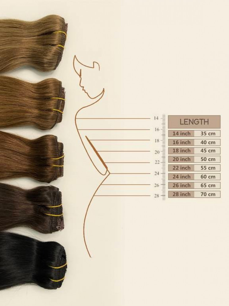 Hair extension with clamps, density 200 grams