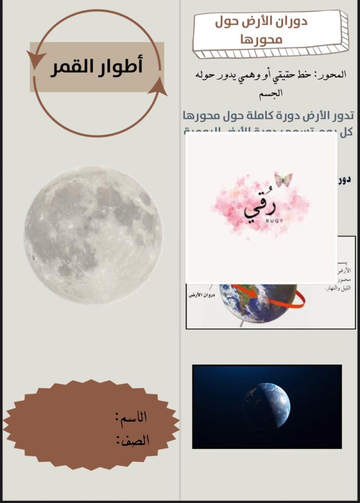 مطوية علوم الصف الرابع ( أطوار القمر)