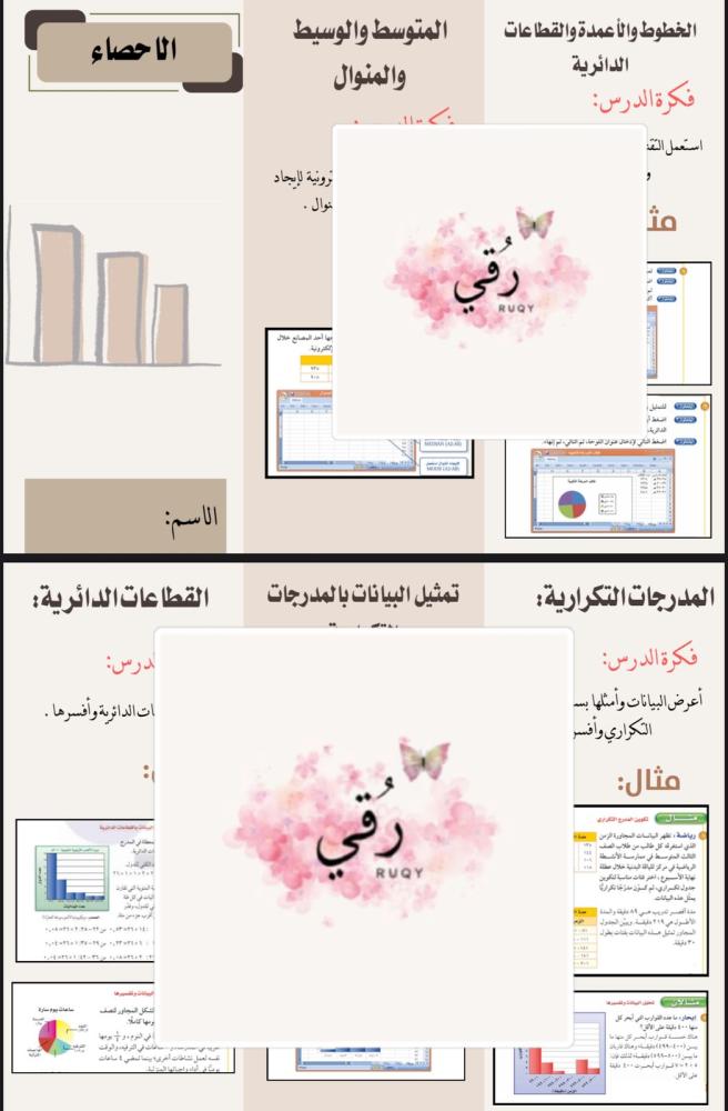 مطوية رياضيات ثاني متوسط ( الاحصاء)