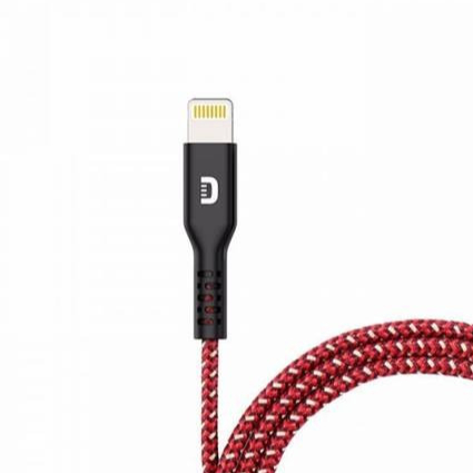 كيبل ايفون USB زندور قماش متر احمر