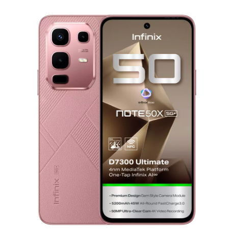 انفينيكس نوت 50X ذاكرة 256 جيجا 8 + 8 رام 5G وردي