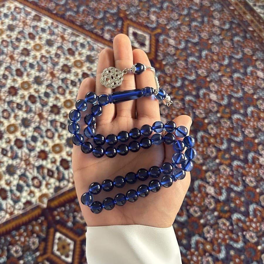 سبحة بكلايت 45 خرزة -  كحلي شفاف