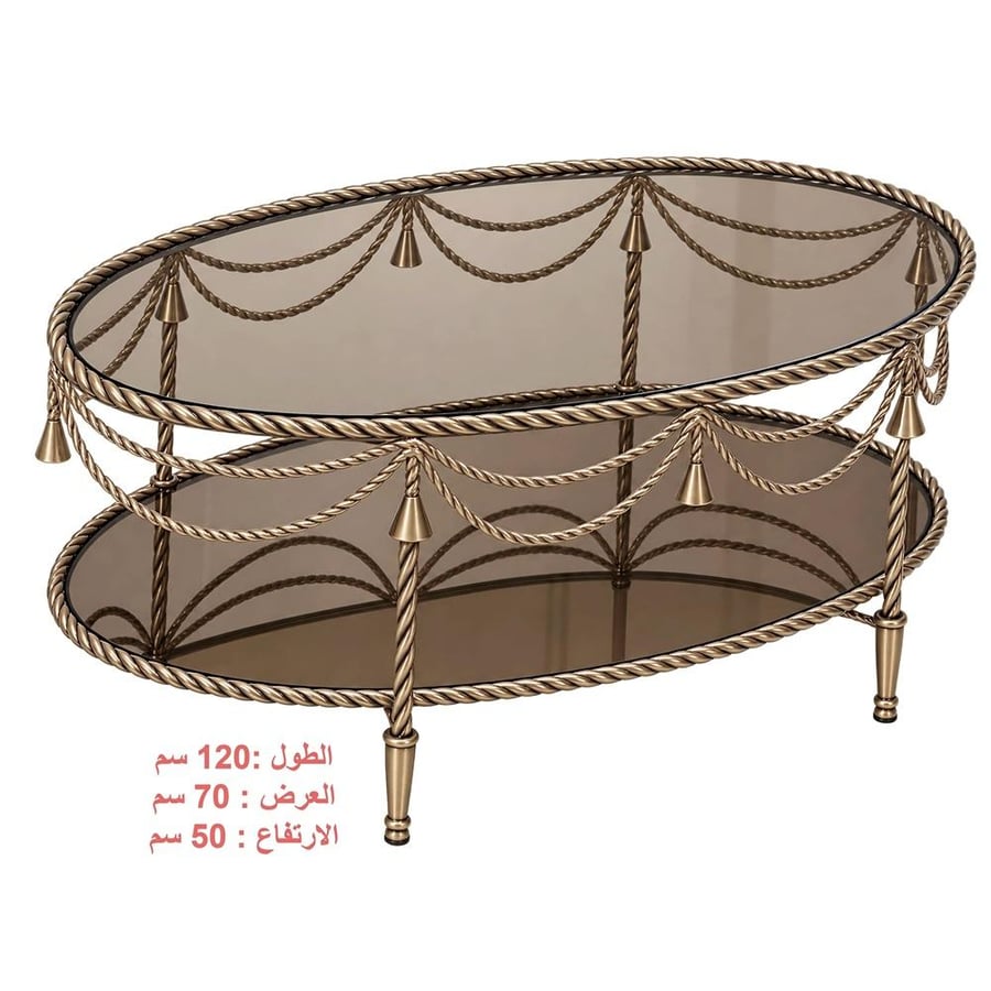 طاولة قهوة بيضاوية ذات طابقين