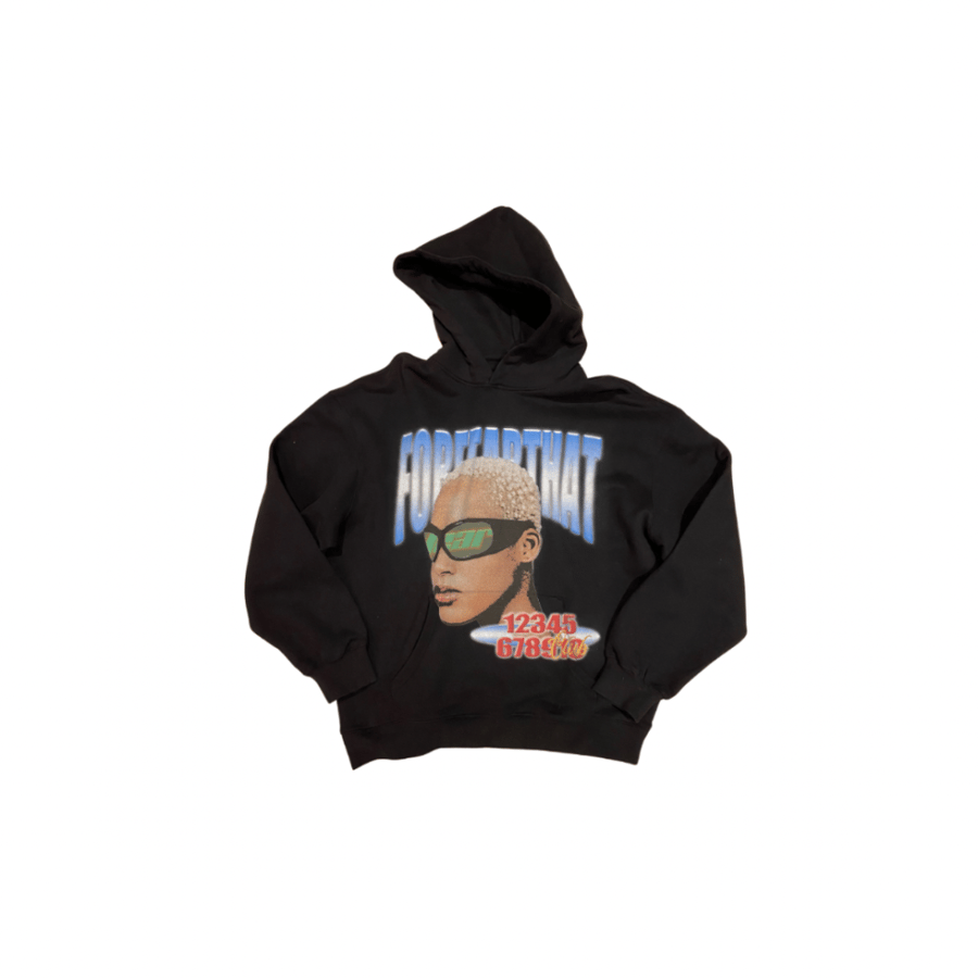 black print hoodie