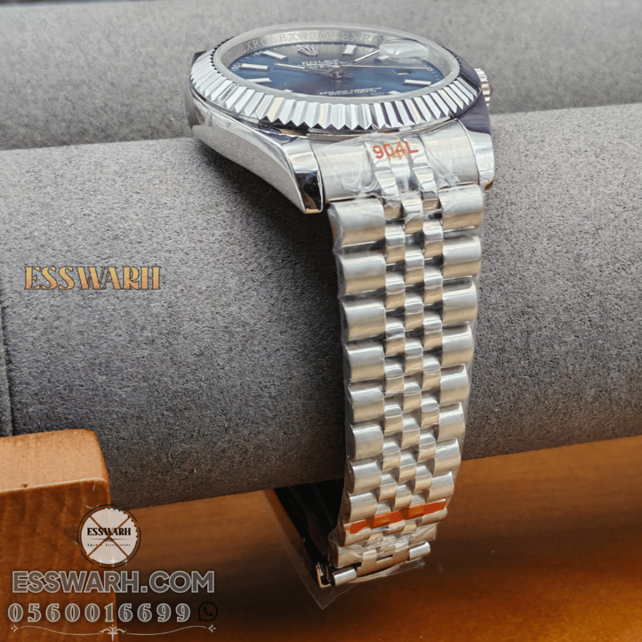 Rollis - DATE JUST - Automatic stainless steel belt with blue dial, size 40