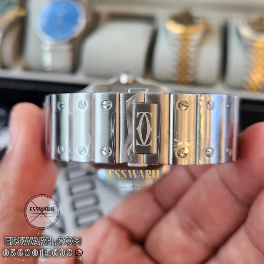 Cartier - Santos Jumbo - Stainless steel belt batteries, white dial, blue dial, size 40