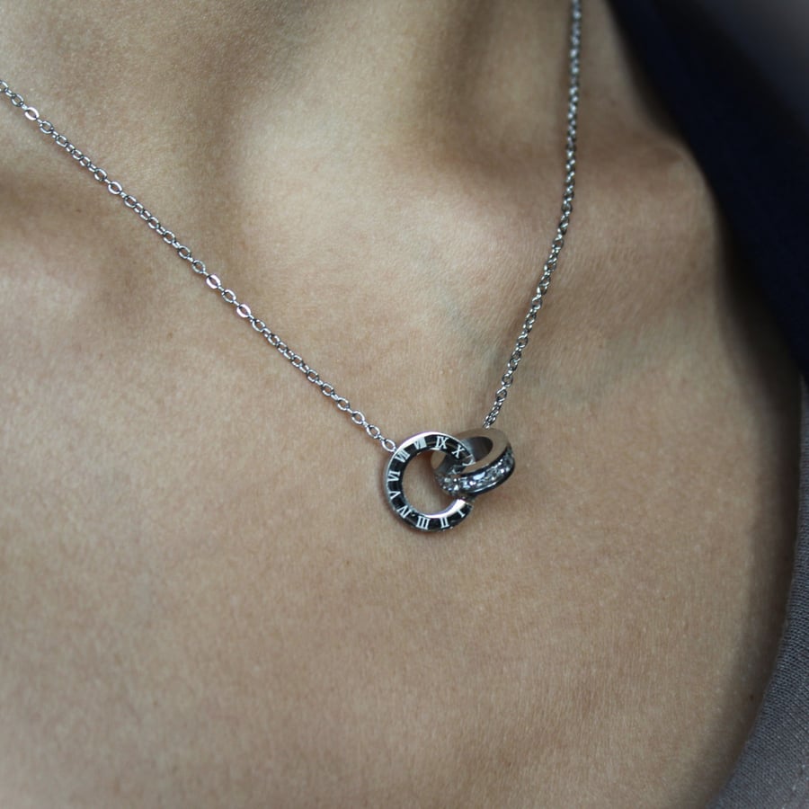 Bvlgari Shiny Design Stainless Steel Water Resistant Necklace 45cm - Two-tone Copper and Silver