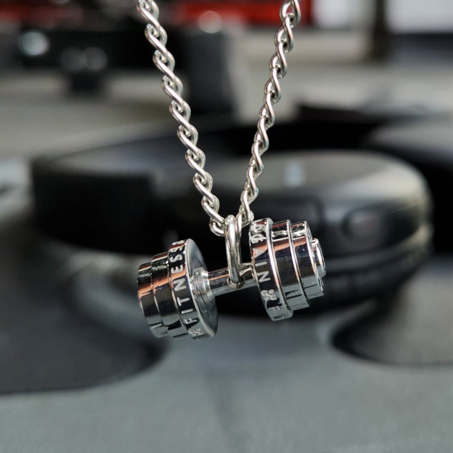 Stainless steel chain with multi-colored dumbbell pendant