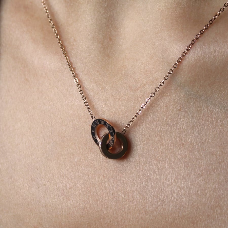 Bvlgari Shiny Design Stainless Steel Water Resistant Necklace 45cm - Two-tone Copper and Silver