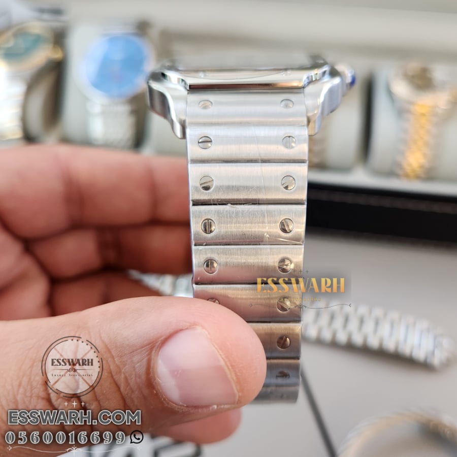 Cartier - Santos Jumbo - Stainless steel belt batteries, white dial, blue dial, size 40