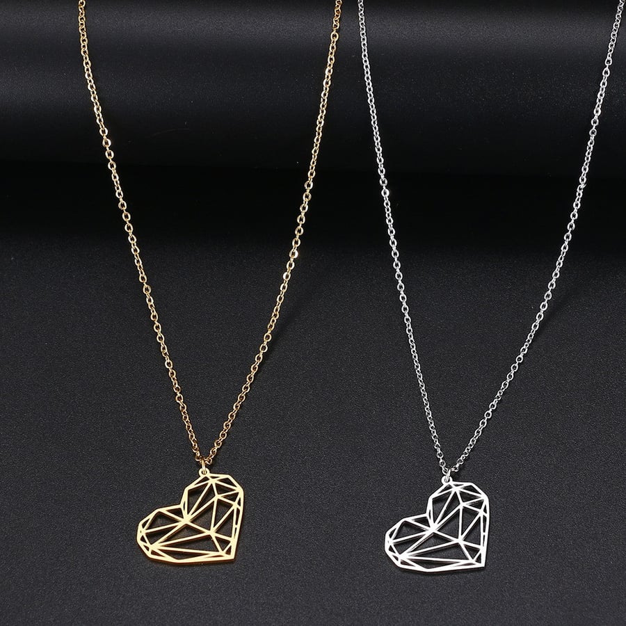 Stainless Steel Water Resistant Triangle Heart Chain 45cm - Gold & Silver Two Tone