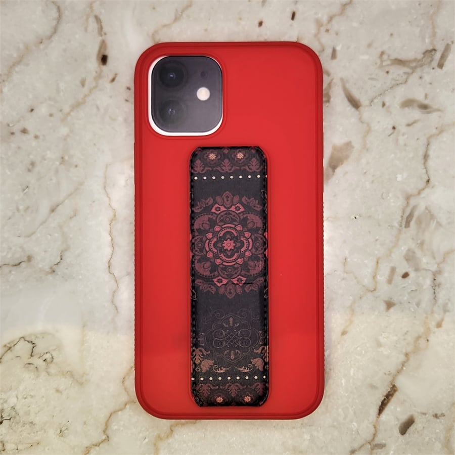 Protection case with a back grip that supports car magnets, with a heritage pattern - iPhone X - iPhone 11 - 11 Promax - 12 Regular and Pro - 12 Promax