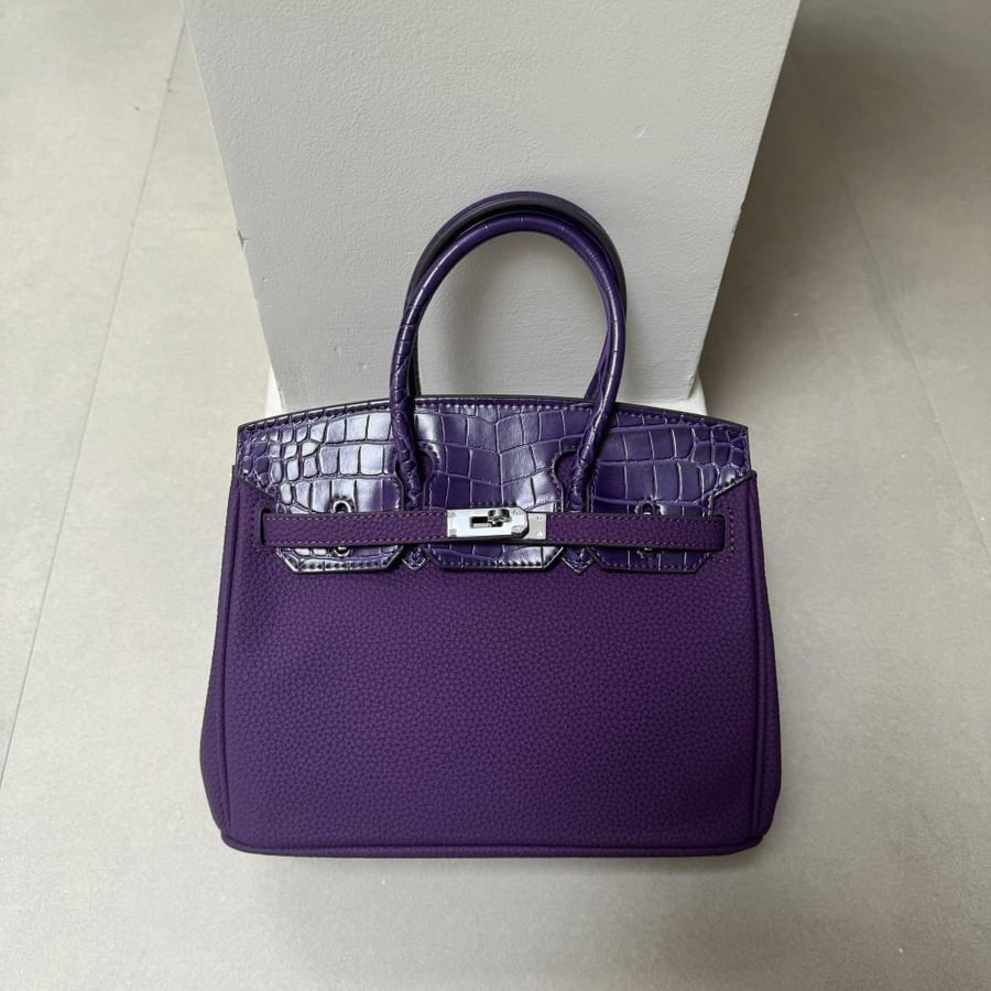 Perkin 25cm - purple color crocodile leather