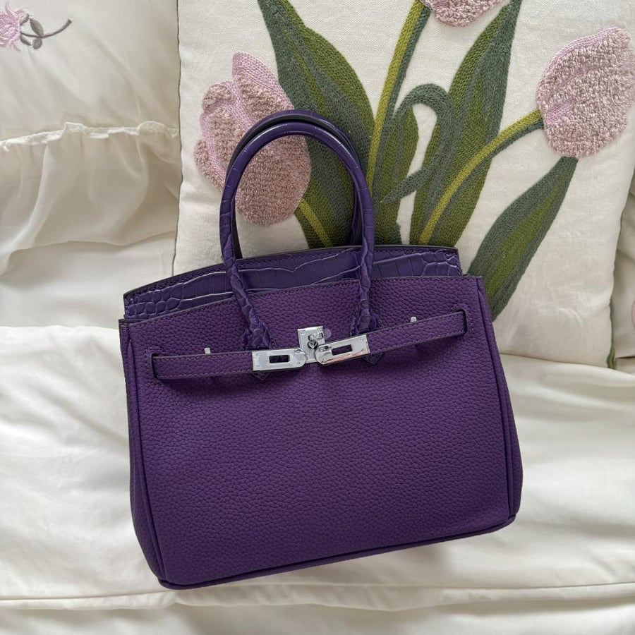 Perkin 25cm - purple color crocodile leather