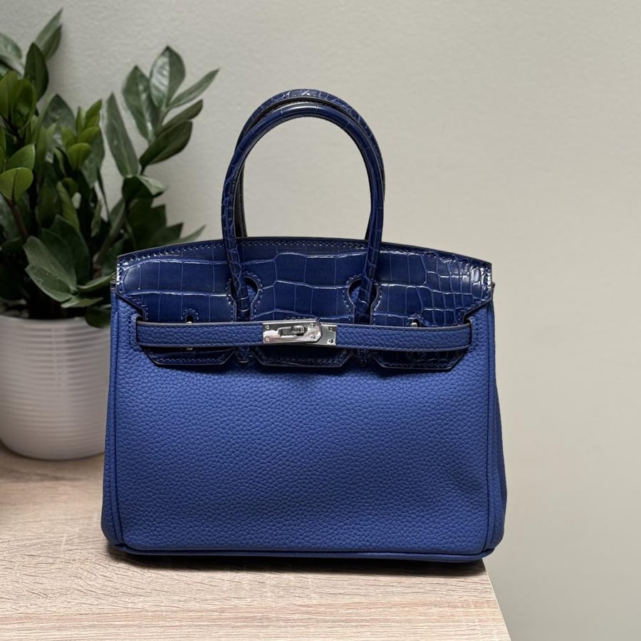 Perken 25cm - blue color crocodile leather