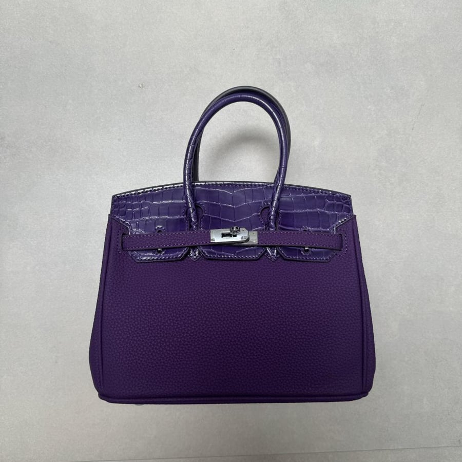 Perkin 25cm - purple color crocodile leather