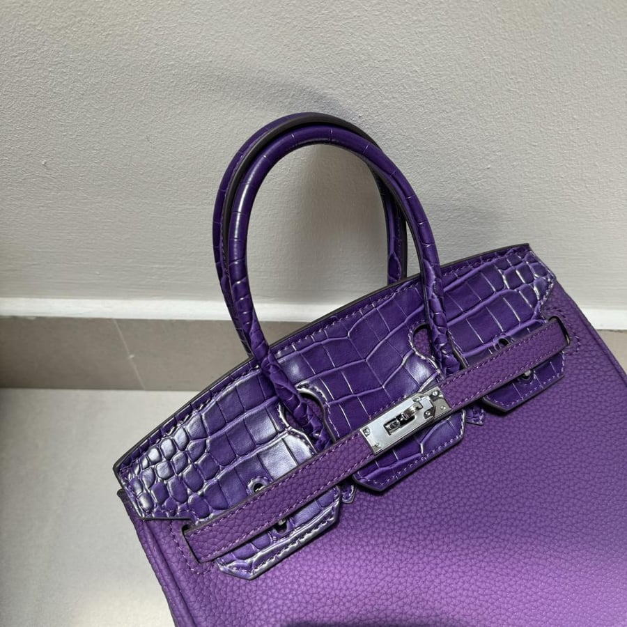 Perkin 25cm - purple color crocodile leather
