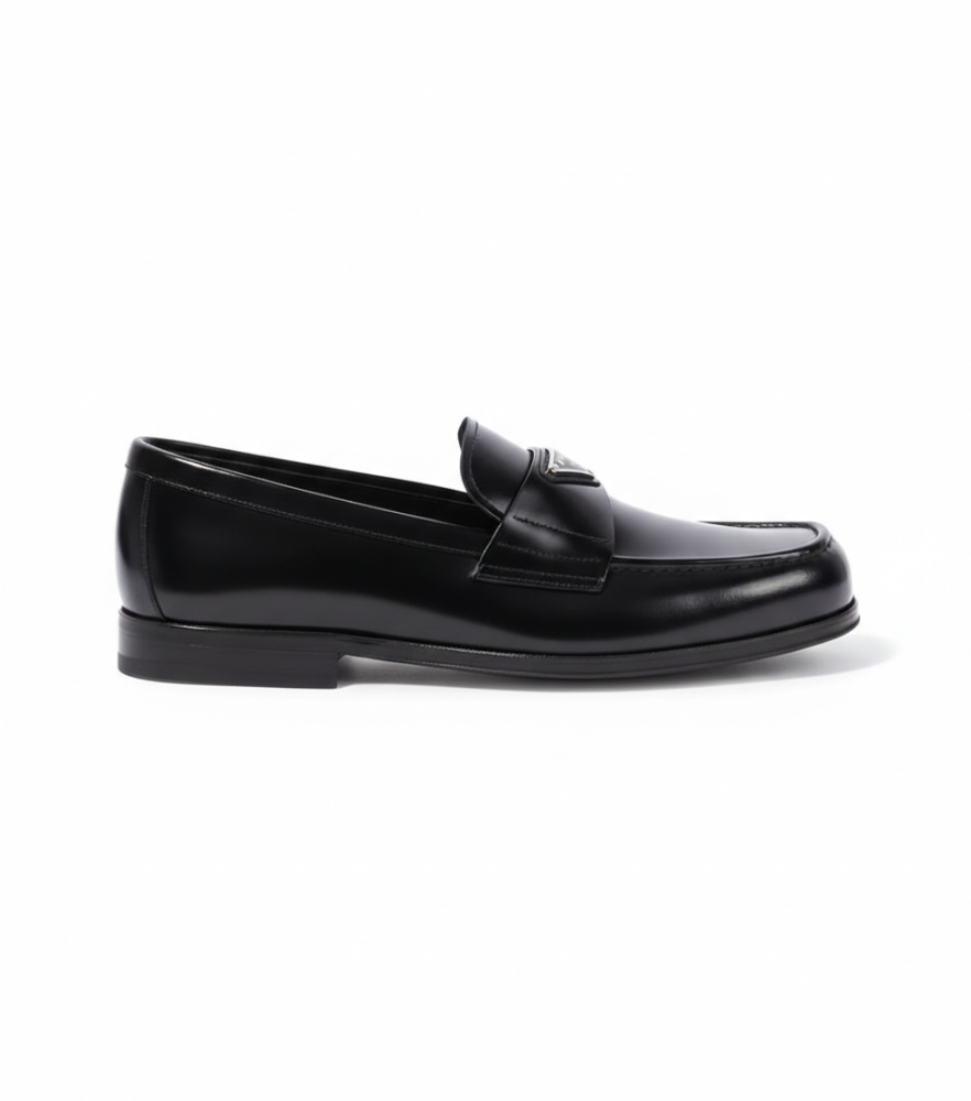 لوفر برادا | Prada Triangle Logo Loafers in Brushed-leather