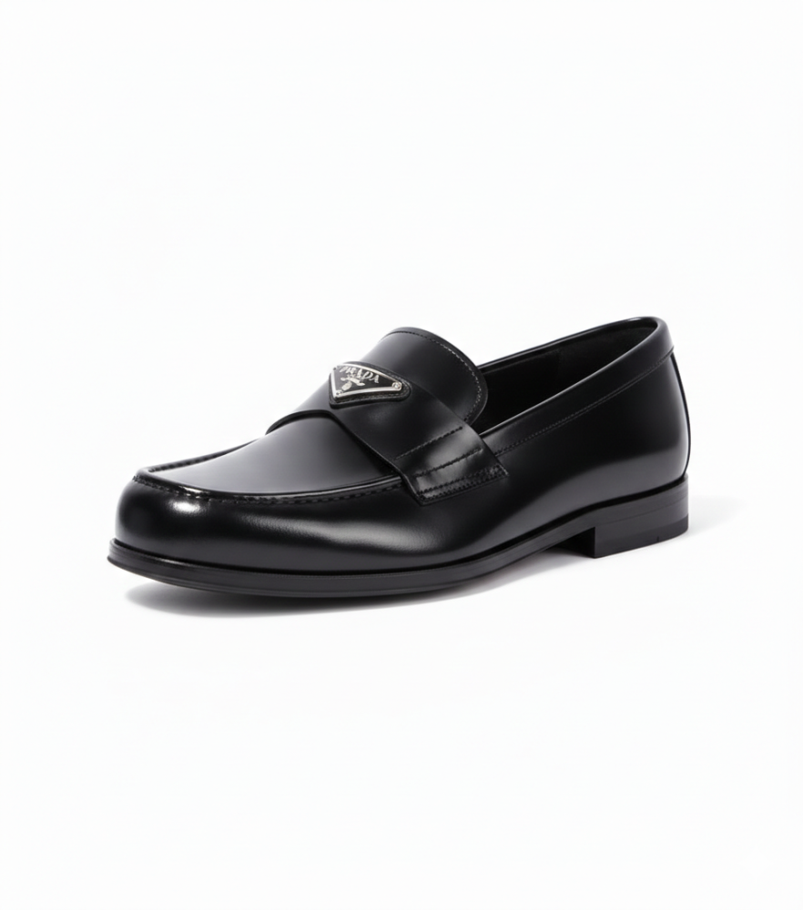 لوفر برادا | Prada Triangle Logo Loafers in Brushed-leather