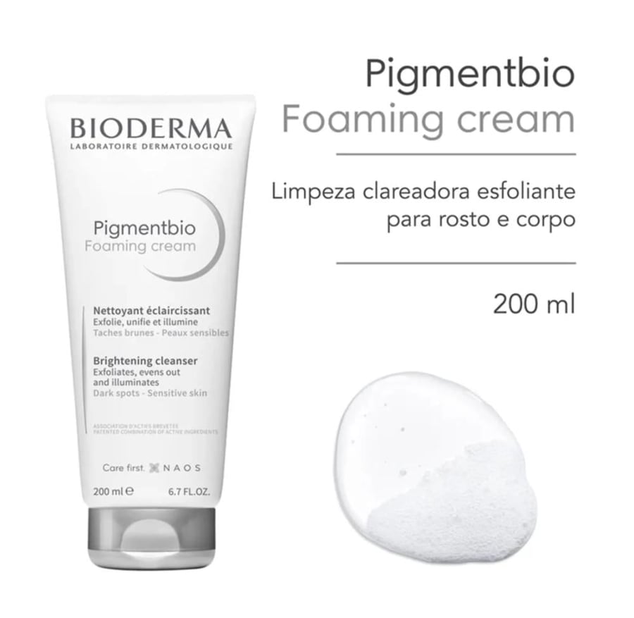 غسول ومقشر ومرطب للبشرة من بيوديرما  200 مل - Pigmentbio Foaming Cream Brightening Cleanser