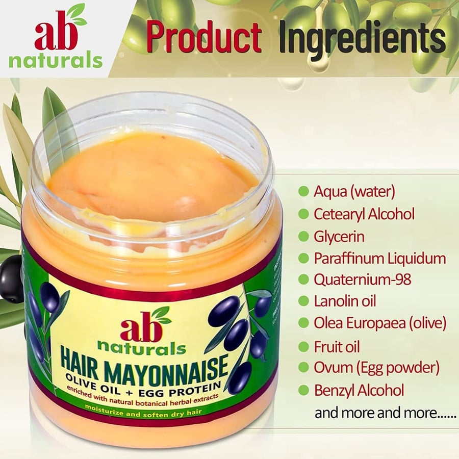 كريم طبيعي مجدد للشعر بالمايونيز من اي بي ناتشورالز 500مل - Ab Naturals Hair Mayonnaise Olive Oil + Egg Protein