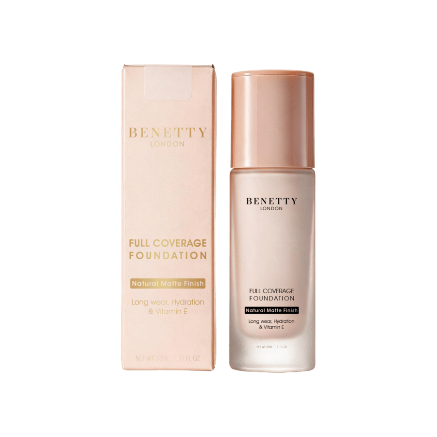 كريم اساس من بينيتي لندن، تغطية كاملة، مطفي، طويل الأمد، يرطب وغني بفيتامين E، رقم N33 PURE BEIGE