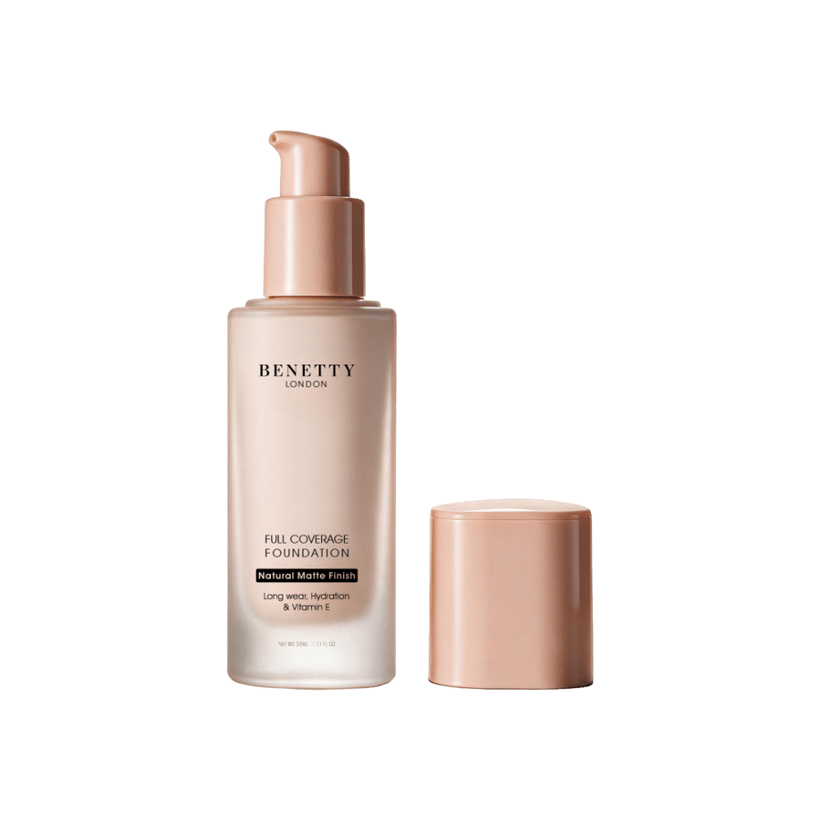 كريم اساس من بينيتي لندن، تغطية كاملة، مطفي، طويل الأمد، يرطب وغني بفيتامين E، رقم N33 PURE BEIGE