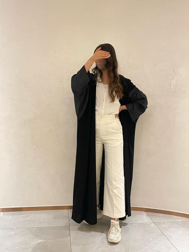 (للتسليم الفوري - متوفر بالمقاسات في القسم الأساسي)#1TWO SHADOWS OF BLACK ABAYA