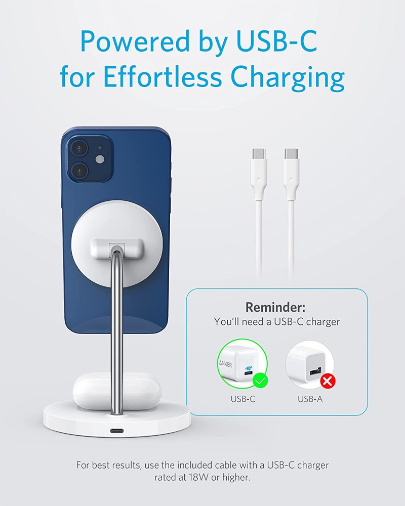 Anker Wireless Charging Stand PowerWave 2 in 1 Magnetic Stand Lite